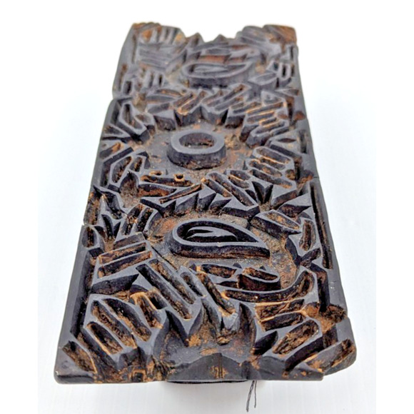 Antique Wooden Printing Block Hand Carved Textile Fabric Stamp As Is - Picture 9 of 12